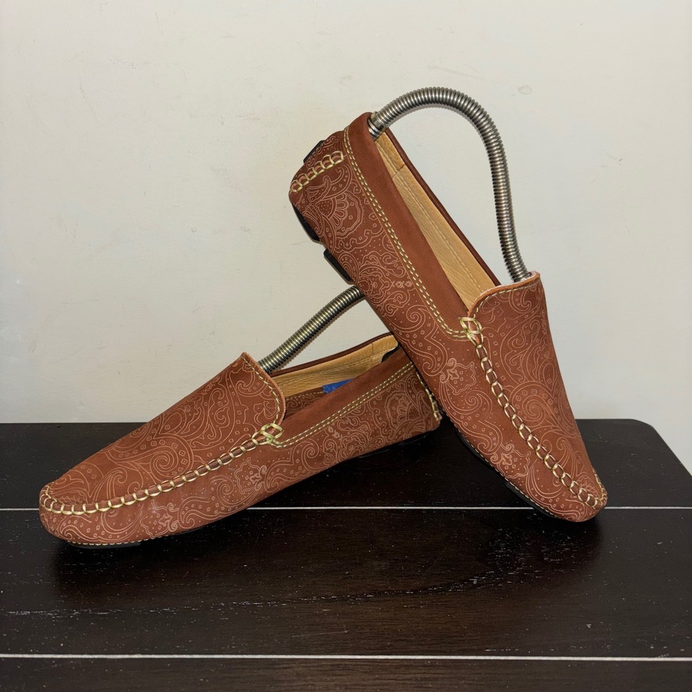 Robert Graham | Mens Size 9 | Brown‎ Paisley Leather Driving Loafer Shoes